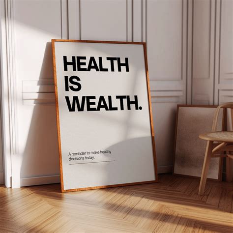 Health is Wealth Motivation Poster Digital Printable .